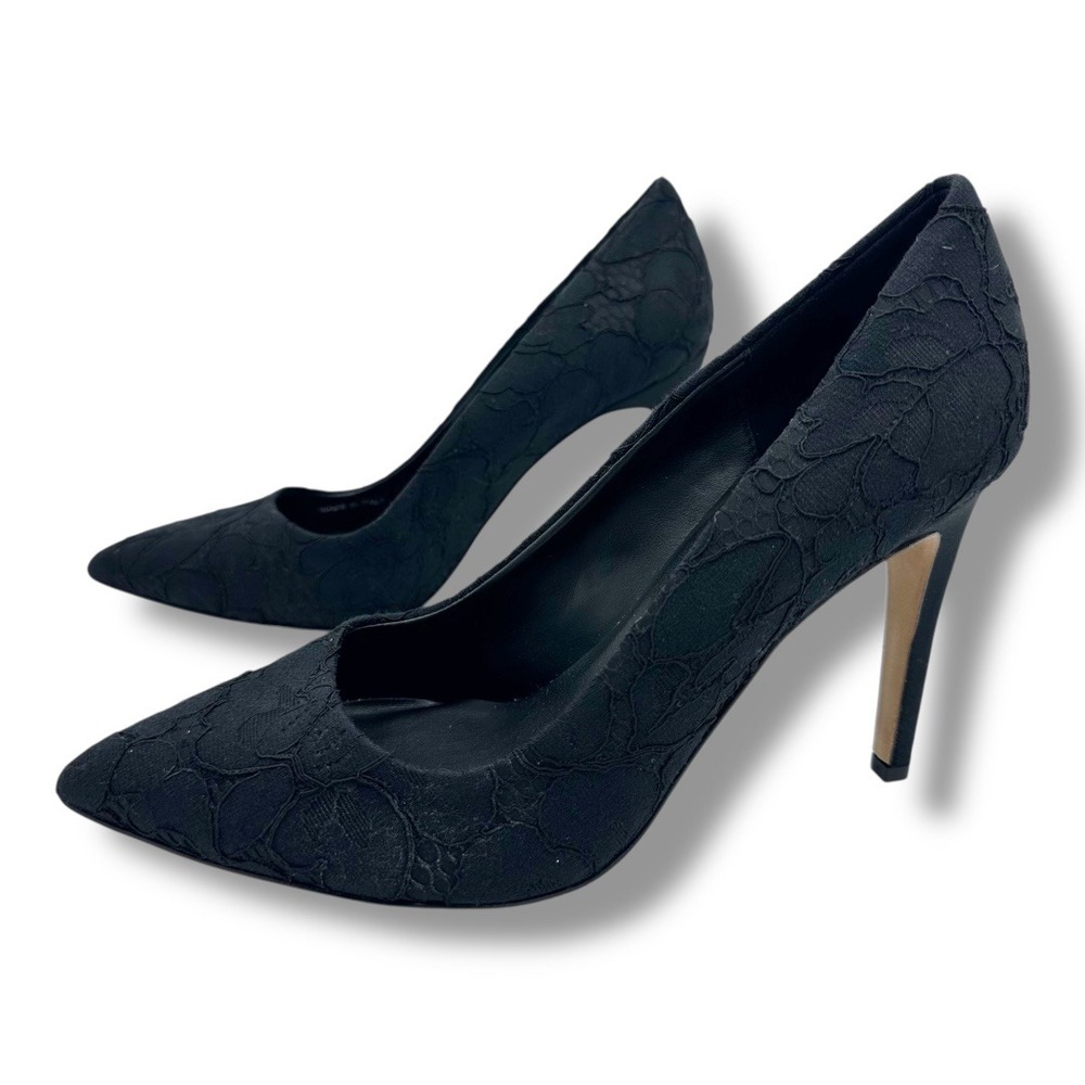 Brooks‎ Brothers Red Fleece Black Lace Pointed Toe Stiletto Heels Women Size 8.5